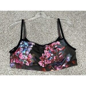 Lululemon Sports Bra Womens Sz 10 Spring Has Sprung Black Pink Floral Pirouette